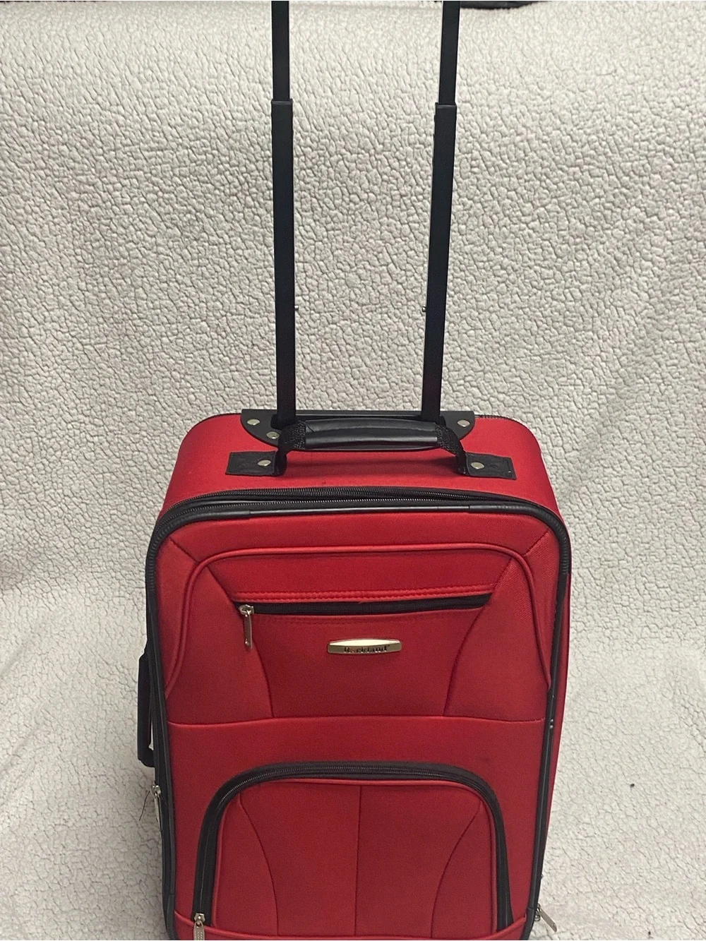 Rockland Lightweight Carry-On Suitcase Soft side Fabric Red/Black